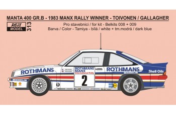 Decal – Opel Manta 400 Gr.B - 1983 Manx Rallye winner - Toivonen / Gallagher - LIMITED EDITION
